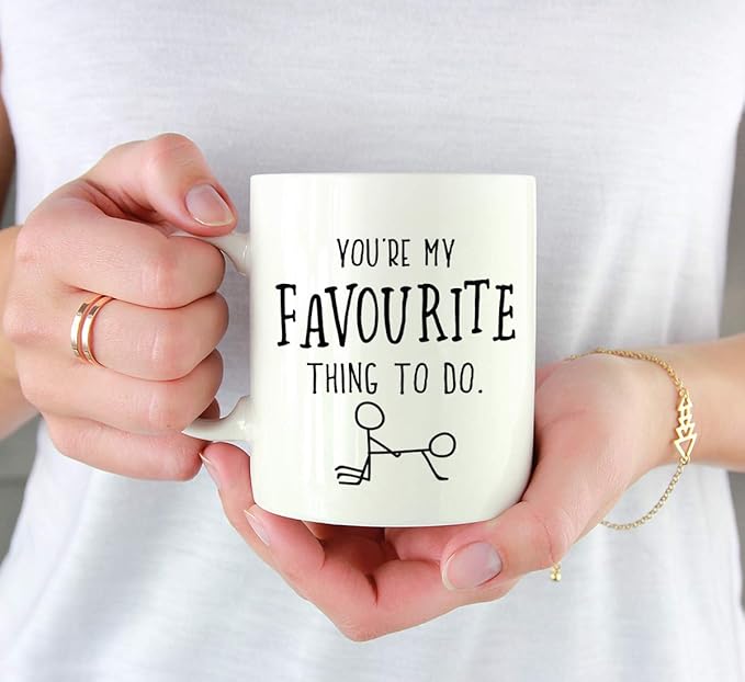 Andaz Press Valentine’s Day Funny 11oz. His Her Couples Coffee Mug Gift, You're My Favourite Thing To Do., 1-Pack, Gift Box