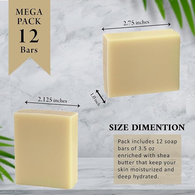 Coconut Vanilla Scented Natural Soap Bars (5 Bars), 3.5oz Moisturizing French Triple Milled Soap Bars Enriched with Shea Butter - Pure Plant Oil Bath & Body