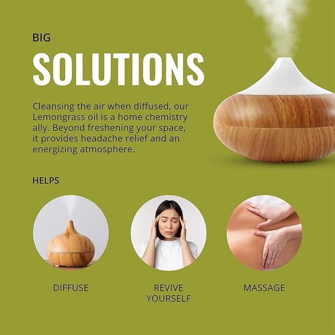 Lemongrass Essential Oil 2-Pack, 16oz Bottle, Bulk for Diffusers, Home, Care, Aromatherapy, Candles