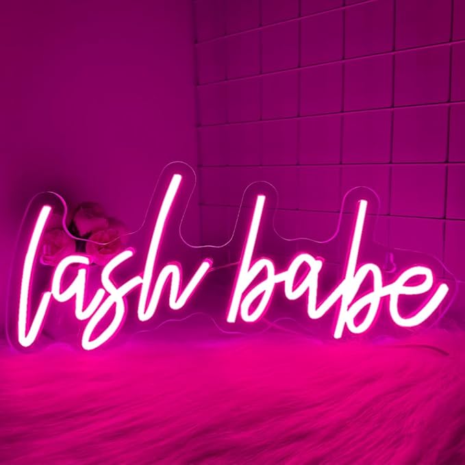 Lash Babe Neon Sign for Wall Decor, Beautiful Pink Lashes Baby Neon Sign for Lash Room Decor, LED Light Sign for Lash Salon, Beauty Room, Nails Hair Bar, Gift for Girls