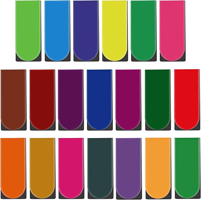 Magnetic Bookmarks,60 Pack 20 Solid Color Magnet Page Clip Small Bookmark for Book Lovers, Presents, Women, Man, Kids, Tudents, Teachers, School, Home, Office, Reading Supplies(2 x 0.8 inch)