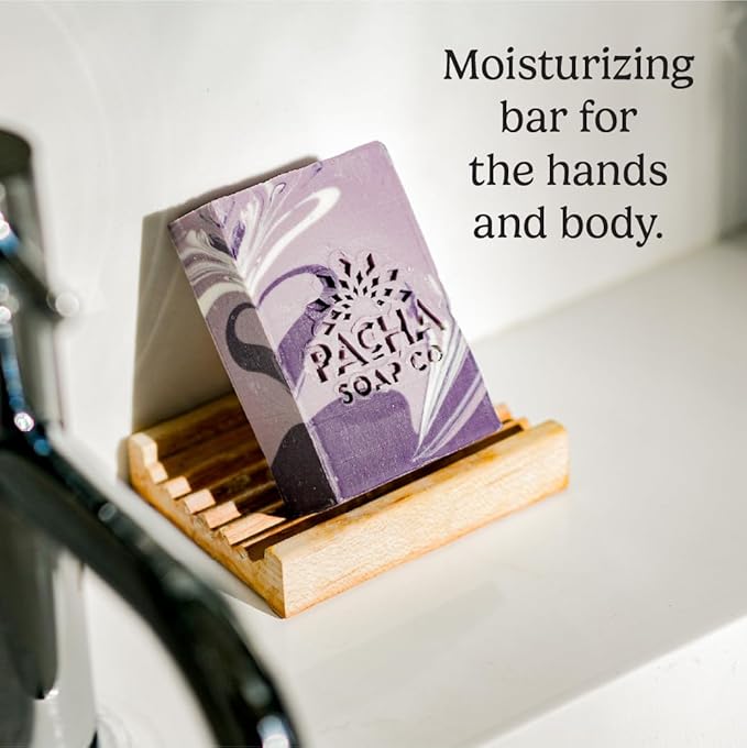 Pacha French Lavender Bar Soap 3 Pack | Premium, Handcrafted with Hydrating Coconut Milk | Natural Face Wash, Hand Cleanser, Body Wash | Soothing with Essential Oils | 4 oz