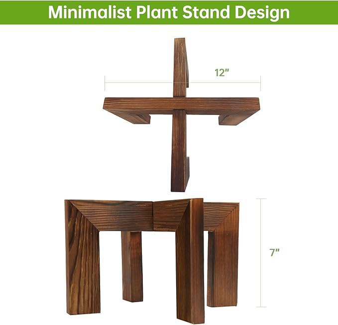 4 Pack Wood Plant Stand Indoor Holders for Plants, Sturdy Flower Pot Stands Plants Shelf, Wooden Stool for Patio Plant Stand, Fit 5-18 Inch Variety Flower Pots, Easily Assemble