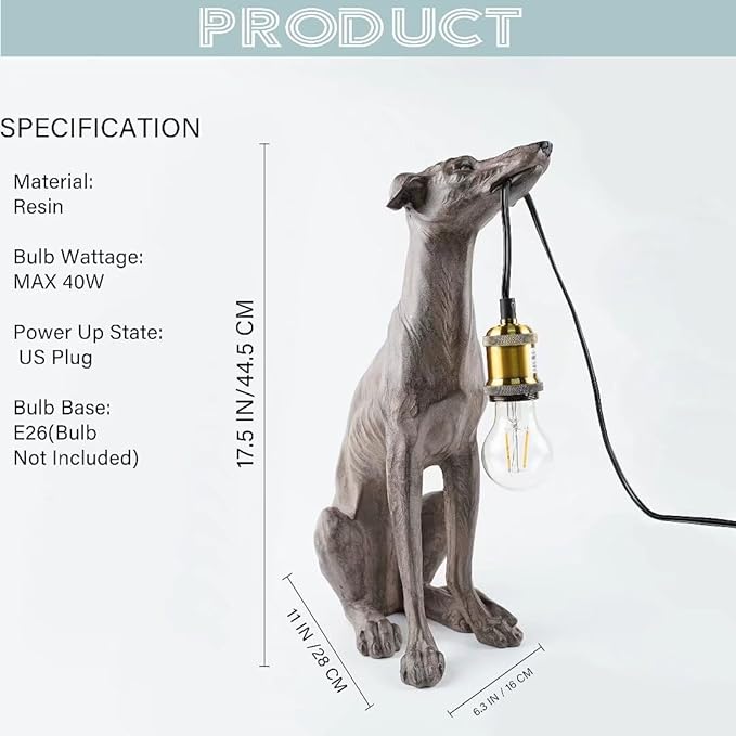 GY Dog Animal Table Lamp Modern Animal Shape Table Lamp Vintage Resin Lighting Perfect for Bedroom, Living Room, Office, College Dorm