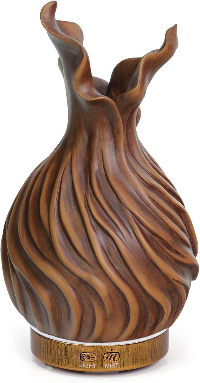 200ml Essential Oil Diffuser for Home, Wood Grain Cover Aromatherapy Diffuser, Cool Mist Humidifier with Safe Auto Shut-Off and 2 Mist Modes & 7 Color LED Night Lights for Office Room (VASE03)