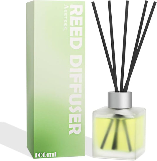 Reed Diffuser, Clean Linen Scented Oils, Air Freshener Essential Oil Set with Diffuser Sticks, 3.4 oz Long Lasting Home Fragrance for Bedroom Office Shelf Bathroom Decor (1-Pack)