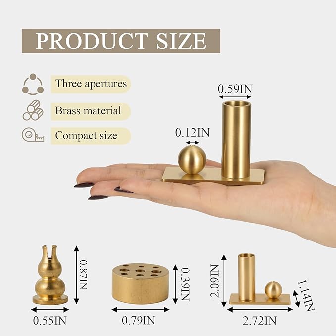 5pcs Brass Incense Stick Holder Storage,Incense Cone Stick Burner Brass Incense Holder for Sticks Meditation Room and Home Decor