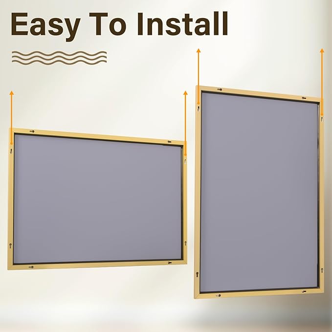 HARRITPURE 24"x32" Framed Bathroom Mirror for Wall Rectangle Mirror Aluminum Alloy Frame Wall-Mounted for Farmhouse Entryway Bedroom Living Room Gold