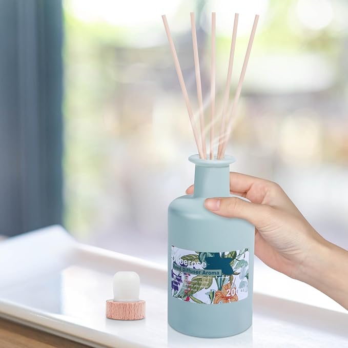 Reed Diffuser Set - Tuberose Essential Oil, 200ml/6.8fl oz Orange Blossom Floral Aroma Scented Oil, Sandalwood Aroma Aromatherapy, Home Fragrance with Rattan Sticks for Room Decor