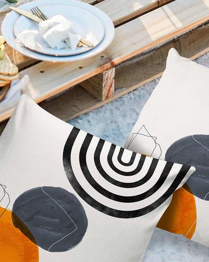 Outdoor Waterproof Throw Pillow Covers Set of 2 Boho Decorative Outdoor Pillows Cushion Case 26x26 Inch Bohemian Patio Pillows for Couch Sofa Bed Garden Office Home Decor Modern Art Geometric