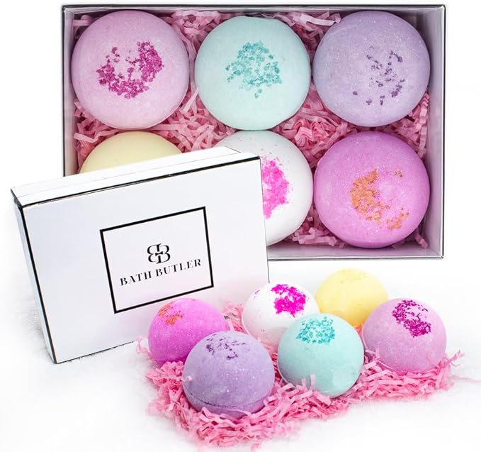 Bath Bombs for Women - Bath Bomb Gift Set of 6 with Moisturizing Shea Butter Self Care Relaxing Gift Ideas for Wife Girlfriend Mothers Day Fizzing Floating Bubble Bathbomb Spa kit