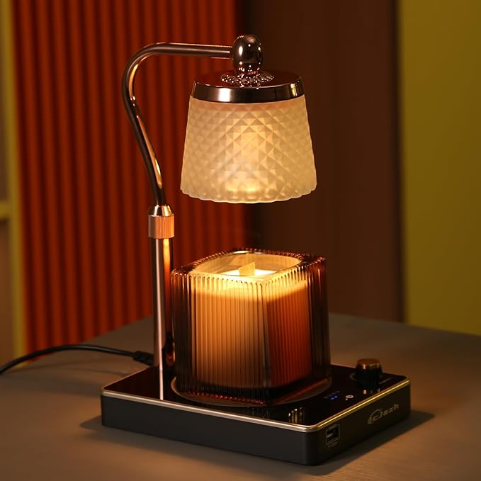 Candle Warmer Lamp with Timer and Dimmer, with USB Port Adjustable Height, Birthday Gifts for Women, Festival Gifts, Modern Home Decor as Gift for New Home