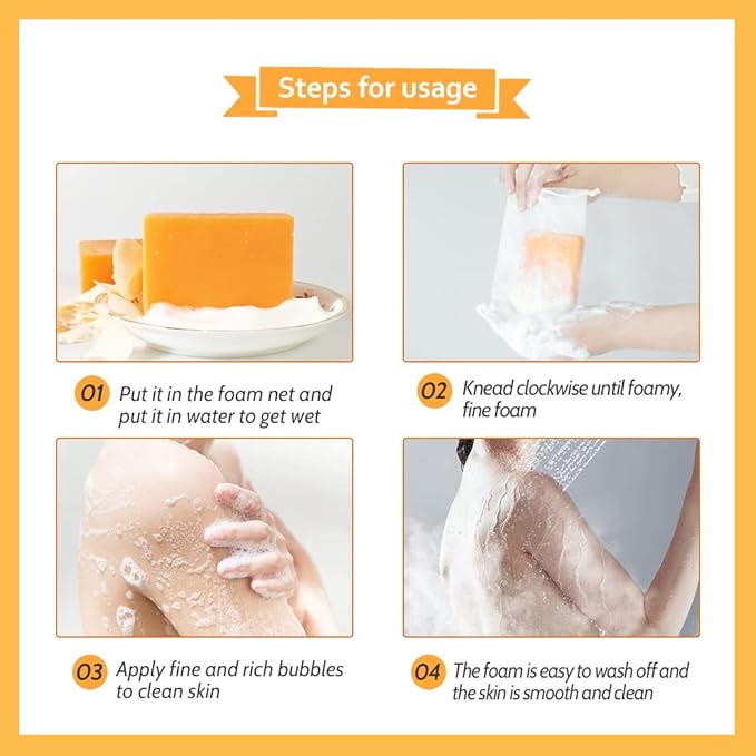 LIYALAN Kojic Acid Soap Bar Moisturizing Deep Cleansing for Face and Body Smooth Skin Care 140g x 2 bars,9.9 oz 2 bars