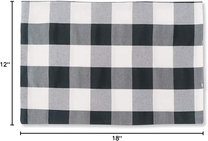 Black & White 2 Side Cotton Buffalo Check Placemats Set of 4 Heat Resistant Dining Table Place Mats for Kitchen Table, 12 x 18 inches