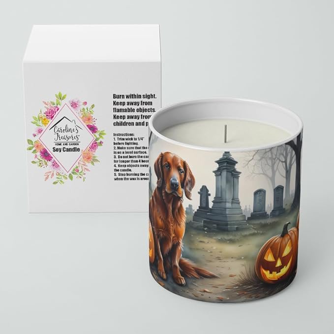 Caroline's Treasures DAC2044CDL Irish Setter Spooky Halloween Decorative Soy Candle Nature Soy Wax Essential Oil Home Decor Ideal for Bedroom Kitchen Bath Office Gift, 10 oz