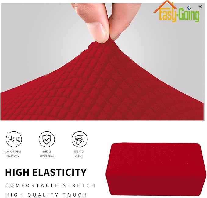 Easy-Going Stretch Ottoman Cover Folding Storage Stool Furniture Protector Soft Rectangle Slipcover with Elastic Bottom (Ottoman X-Large, Christmas Red)