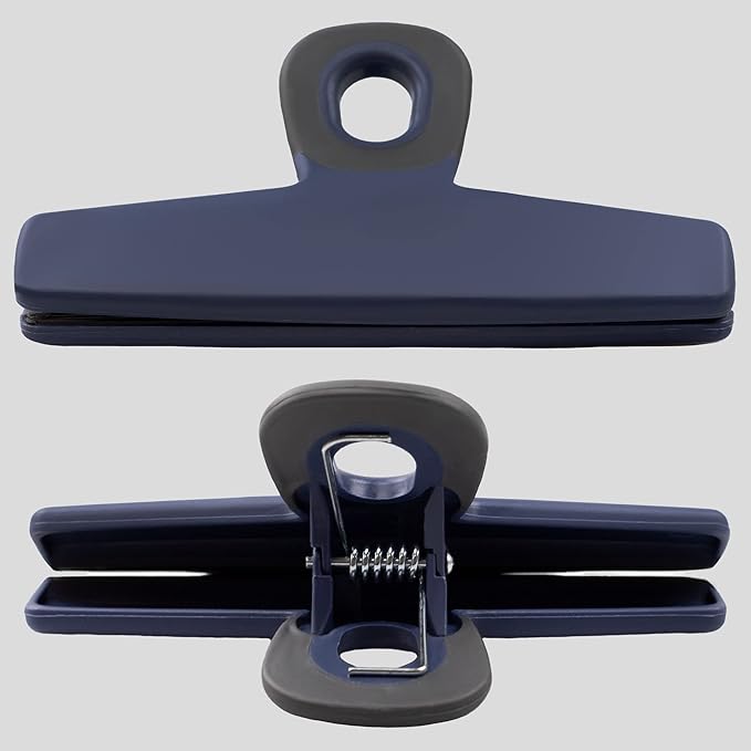 COOK WITH COLOR Food Clips - Wide Heavy Duty Chip Clips, Large Bag Clips for Food Storage with Air Tight Seal Grip, Pack of 16, Blue