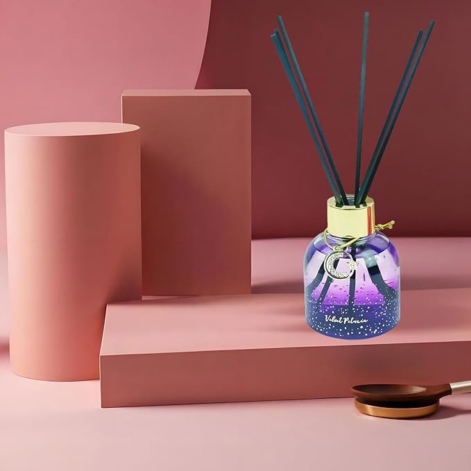 Reed Diffuser Set, Pretty Valley Home Diffuser 80Ml / 2.7 fl OZ Gift Box - Includes Reed Diffuser Sticks, Long Lasting Fragrance Oil and Glass Bottle for Office Living Room Decor (Velvet Petunia)