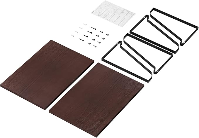 Love-KANKEI Floating Wall Shelves Mount Solid Wood with Enough Storage L16.5 x W12 inch for Kitchen Living Room Bathroom Bedroom Set of 2 Dark Walnut