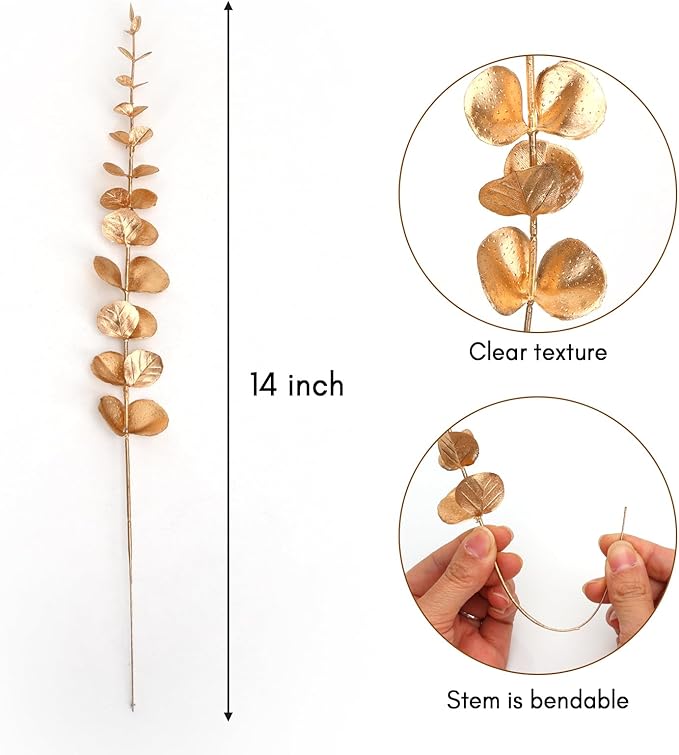 CEWOR 24pcs Eucalyptus Stems Artificial Eucalyptus Leaves Fake Greenery Branches Fake Flowers for Wedding Centerpiece Spring Easter Farmhouse Home Decoration
