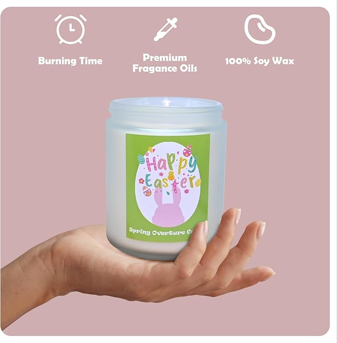 Easter Scented Candle, Spring Floral Collection Soy Aromatherapy Candles, Long Lasting Fresh Scent for Home Decor and Holiday Gifts (7oz, Jasmine)