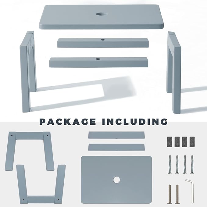 HOUCHICS Wooden Step Stool for Kids,Solid Birch for Kitchen Bedroom Living Room Bathroom Toilet Nursery Toddlers Potty Training Stool with Non-Slip Pads and 220lb Load Capacity (Gray