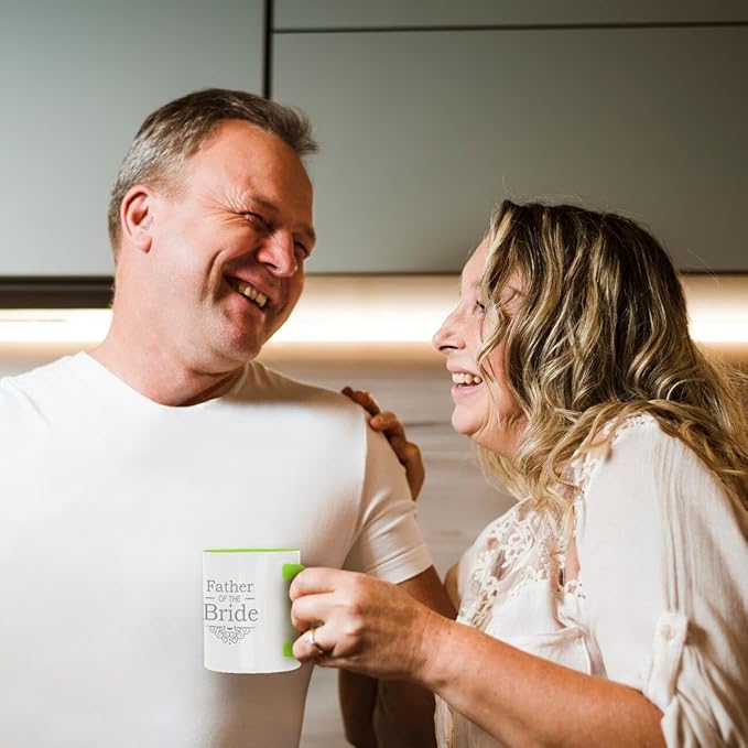 3dRose Father of The Bride in Silver-Wedding-Part of Ceramic Mug, Green/White