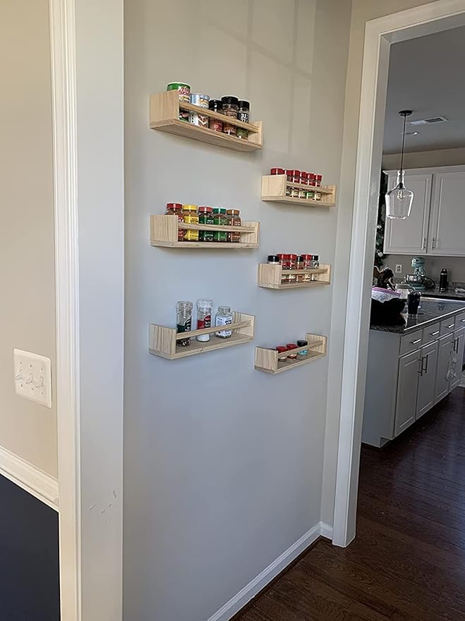 Gneric Floating Shelves for Wall, Burlywood Nursery Book Shelves, 15.7 inch Kids Bookshelf, Wall Shelves for Living Room Bedroom Decor,Kitchen Spice Rack,Bathroom Storage Rack(6 Pack)