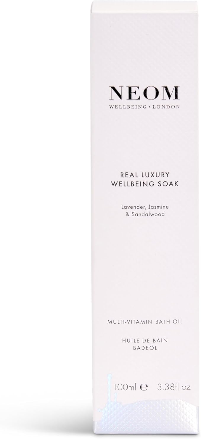 NEOM- Wellbeing Soak Bath Oil, 100ml (Real Luxury) | Lavender, Jasmine & Sandalwood | Rosehip, Coconut & Almond Oil