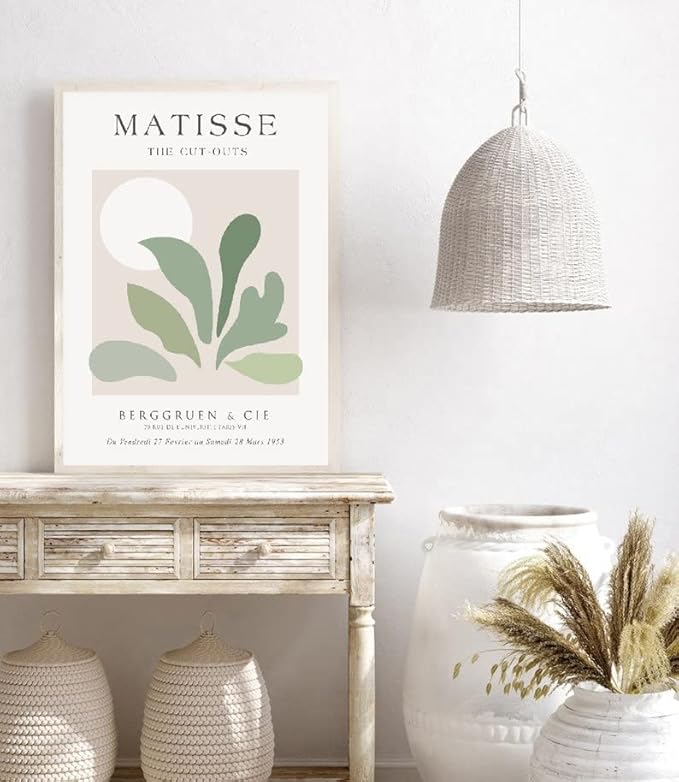 Matisse Abstract Wall Posters, Set of 3 Sage Green Wall Posters, No Frame, Quality Canvas Prints for 11 x 14 Inch, Art Posters for Kitchen Bathroom Living Room Bedroom