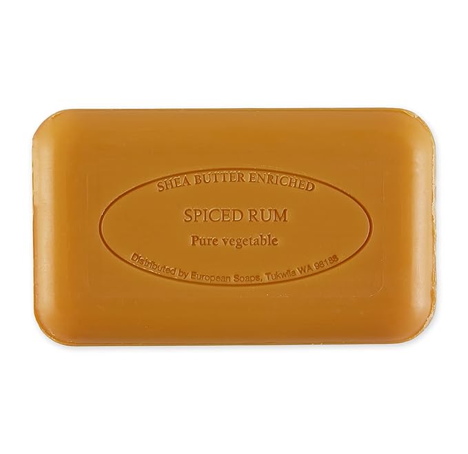 Pre de Provence Artisanal Soap Bar, Natural French Skincare, Enriched with Organic Shea Butter, Quad Milled for Rich, Smooth & Moisturizing Lather, Spiced Rum, 5.3 Ounce