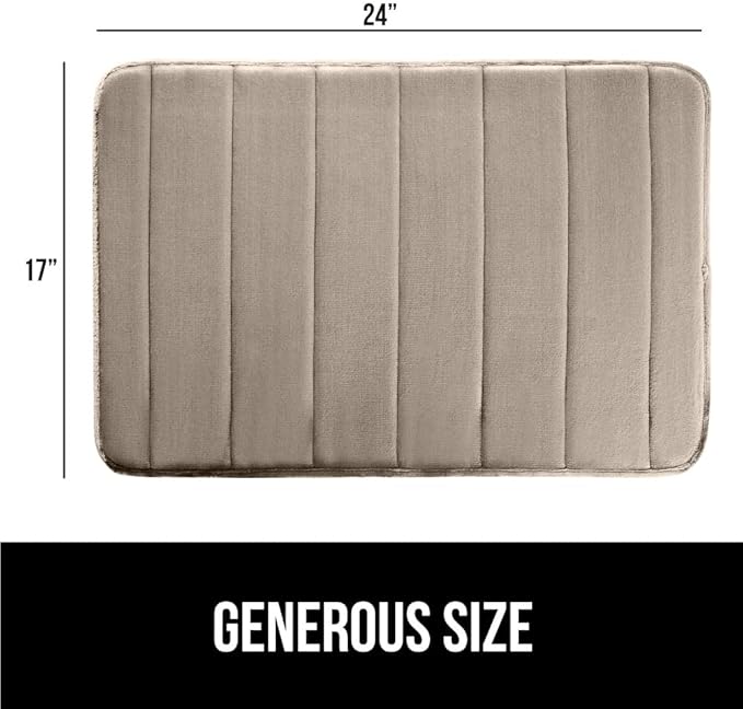 GORILLA GRIP Memory Foam Bath Mat, Soft Absorbent US Designed Bathroom Rug, Gripping Dots Machine Washable Bathmat, Cushioned Floor Mats, Shower Sink Rugs Room Décor Accessories, 24x17 Taupe