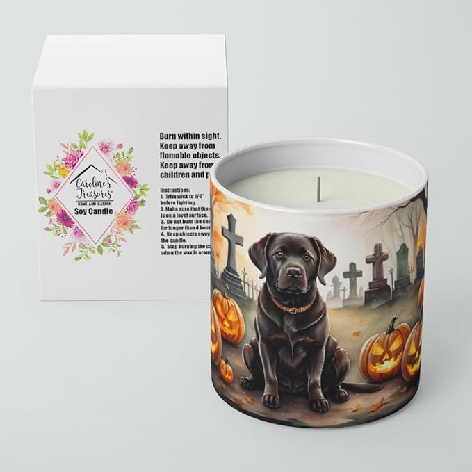 Caroline's Treasures DAC2032CDL Chocolate Labrador Retriever Spooky Halloween Decorative Soy Candle Nature Soy Wax Essential Oil Home Decor Ideal for Bedroom Kitchen Bath Office Gift, 10 oz