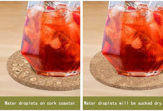 Cork Coasters for Drinks - 50 Pack 3.5" Round Natural Cork Pads, Laser Engravable & Non-Slip Drink Coasters Set for Coffee, Wine, Beer - Perfect Bar, Office, Wedding Gift - FP FAITHFUL PANDA