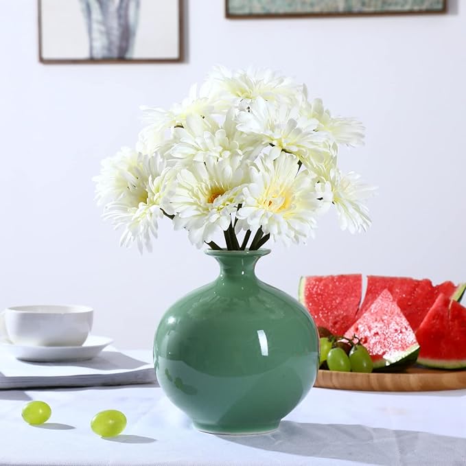 TOPIA Artificial African Daisies Flowers African Daisy Silk Flowers Artificial Gerbera Daisies Faux Daisies Pack of 20 (White)