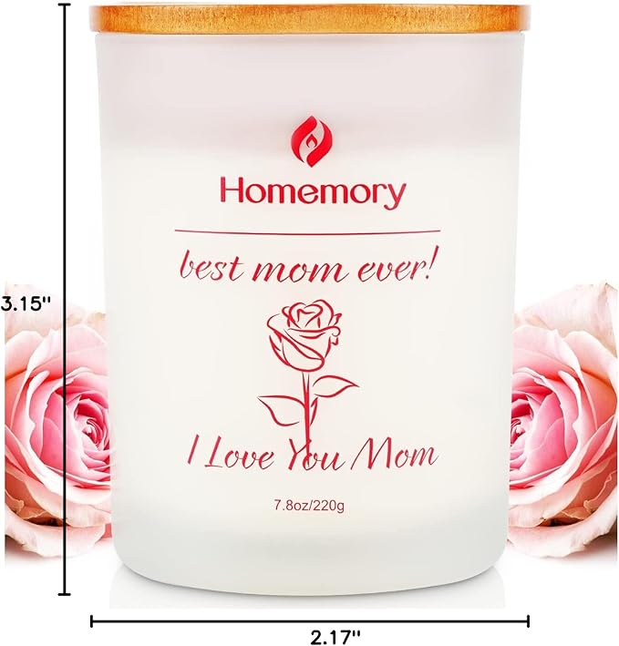 Mom Candle Rose Scented Candles for Women, Best Mom Ever Gifts, Natural Non-Toxic Soy Candles with Essential Oils, Aromatherapy Candle, Jar Candle (Rose, Jasmine, Lavender & Lilac