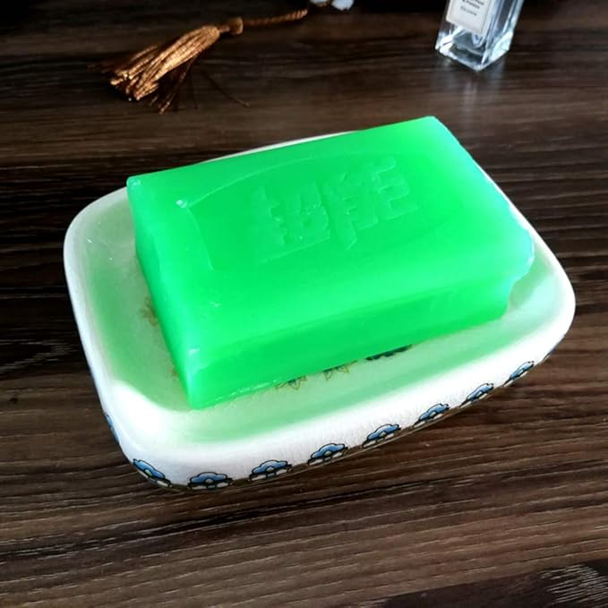 Ceramic Soap Dish Creative Ice Crack Ceramic Peacock and Flower Pattern Soap Dish Holder for Bathroom and Shower Soap Tray Box with Drain Gift for Mum Family
