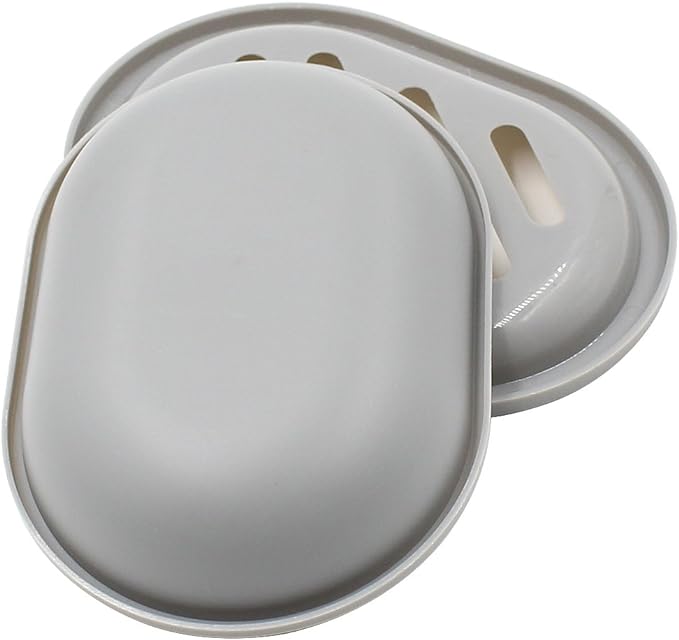 Topsky 2-Pack Soap Dish with Drain, Soap Holder & Saver, Easy Cleaning, Dry, Stop Mushy Soap (Gray)