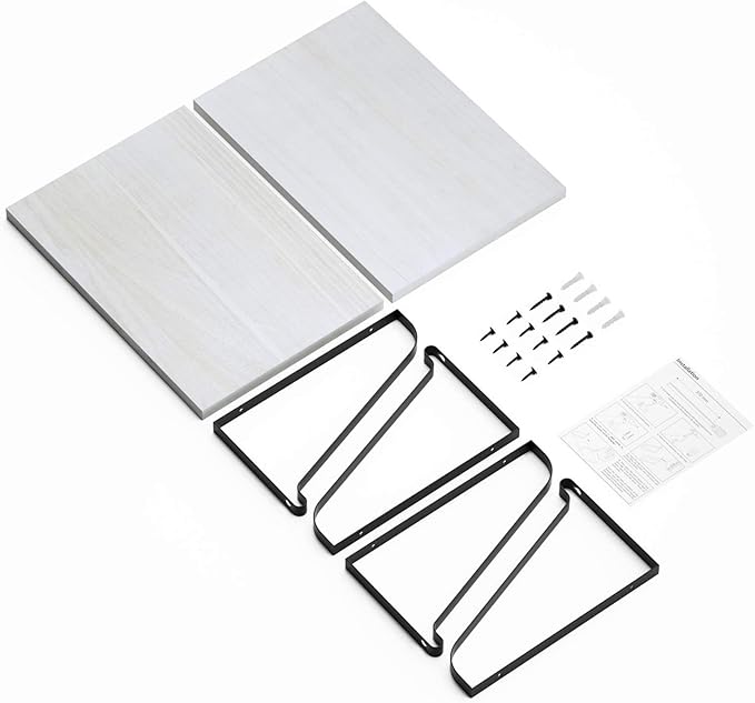 Love-KANKEI Floating Shelves Wall Mount Rustic Wood Wall Shelves with Large Storage L16.5 x W12 inch for Kitchen Living Room Bathroom Bedroom Set of 2 White