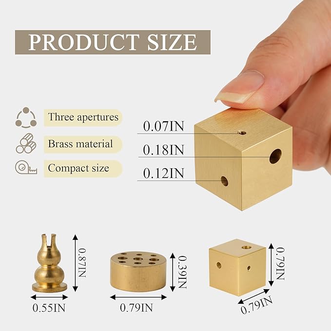 Copper Block Incense Stick Holder, Modern Incense Burner Set for Incense Sticks/Coil Incense/Incense Cones ,Ideal for Smudging,Home Fragrance Decoration