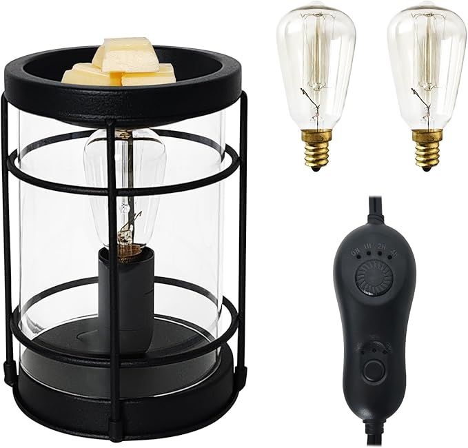 LIFFY Electric Fragrance Warmer - Wax Warmer for Scented Wax - Adjustable Brightness, Regular Shutdown and 2 Edison Bulbs Replacement, Cute Melter for Home Decor Office, Birthday Gifts for Women