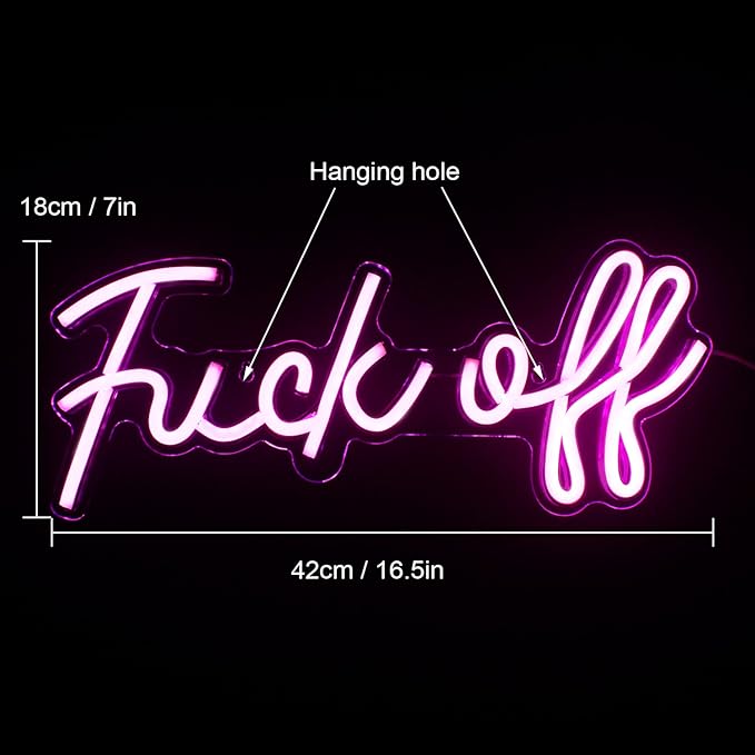 Lucunstar Fuck Off Neon Sign,Neon Signs for Wall Decor,Pink Neon Sign,Pink Room Decor,Neon Light for Wall Decor USB/Switch Operated Led Sign for Bedroom Wall Decor for Room,Game Room,Bar Party