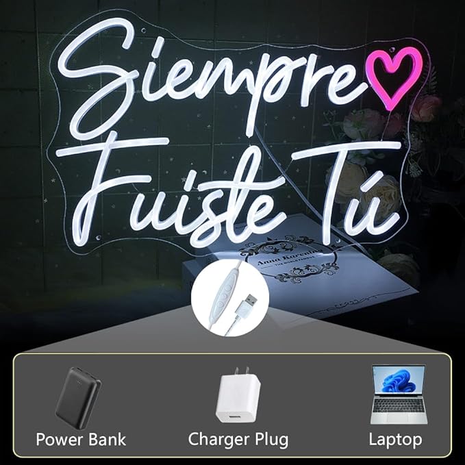 It Was Always You Neon Sign, LED Neon Lights Pink and White Love Quote Wall Art 17.5", USB power Señal neón 'Siempre Fuiste Tú' for Wedding Proposals, Anniversary Decorations and Romantic Celebrations