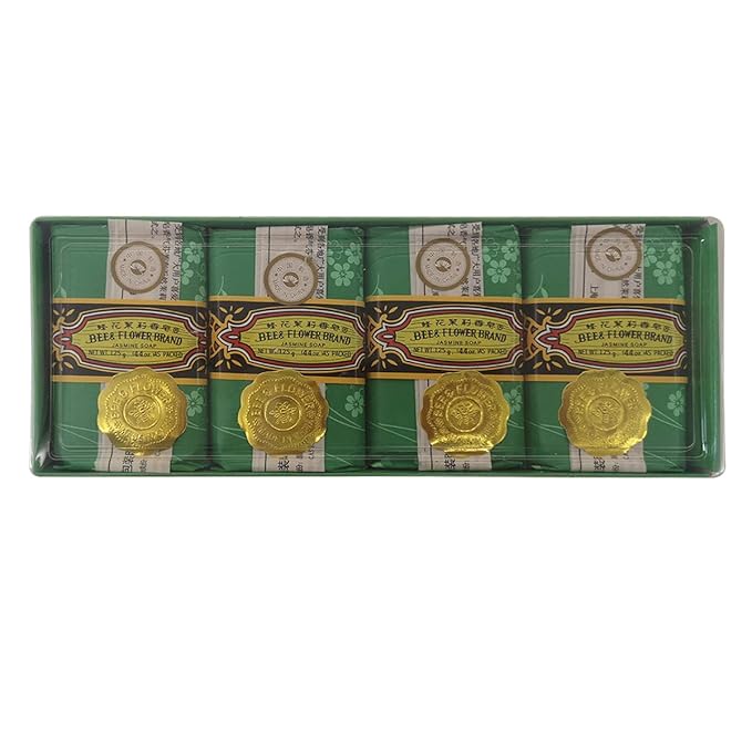 Bee & Flower Soap Bar Jasmine Soap Moisturizing Bath Soap Bars Nourishes Your Skin 4.4 oz(Pack of 4)