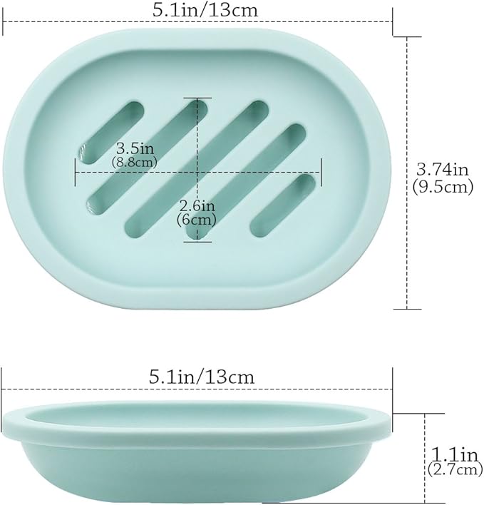 Topsky 2-Pack Soap Dish with Drain, Soap Holder, Soap Saver, Easy Cleaning, Dry, Stop Mushy Soap (Green)
