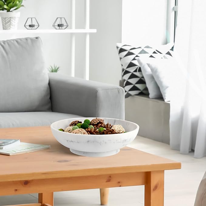 L'ARL GMVOI Large Decorative Bowl,Modern Fruit Bowl for Kitchen Counter,Handicraft Decorative Bowls for Home Decor,Stylish Key Bowl for Entry Table,Artificial White Marble