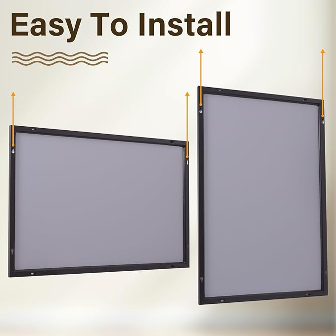 HARRITPURE 28"x20" Framed Bathroom Mirror for Wall Rectangle Mirror Aluminum Alloy Frame Wall-Mounted for Farmhouse Entryway Bedroom Living Room Black