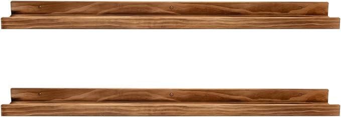 AZSKY 48 Inches Long Wood Photo Picture Ledge Shelf with Lip Floating Shelves for Nursery Books Set of 2 Rustic Wall Shelf for Kids Bedroom Office Bathroom Living Room Frames