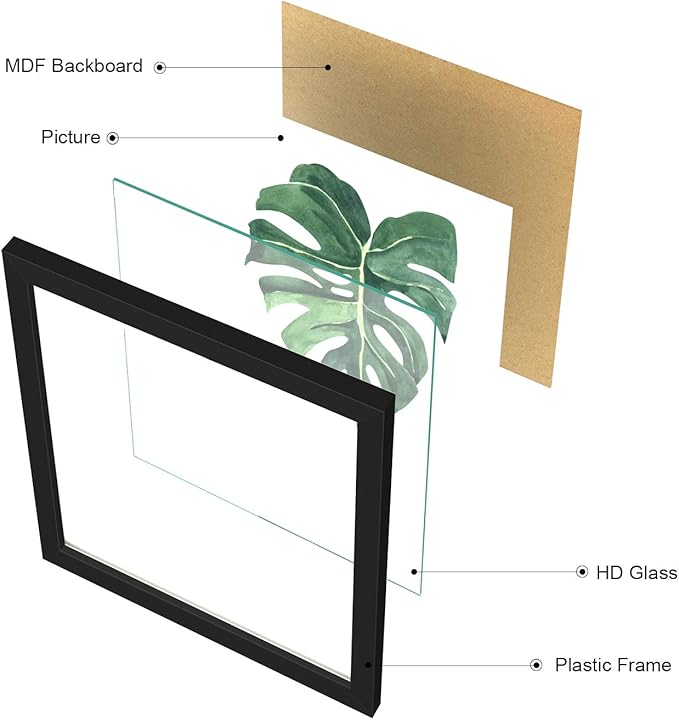 ArtbyHannah Bathroom Wall Art Set of 4 Botanical Wall Decor Green Plant Picture Frame Prints for Home Bedroom Restroom Decoration (Black, 10x10)