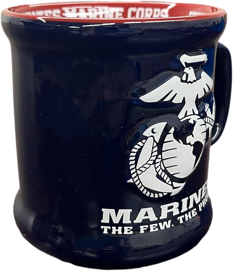 United States Marine Corps Relief 3D Ceramic Coffee Mug – Official United States Marine Corps Logo & Colors – Marine Corps Gifts for Men, Veterans, Retirement Gifts – Dishwasher Safe – 12 oz